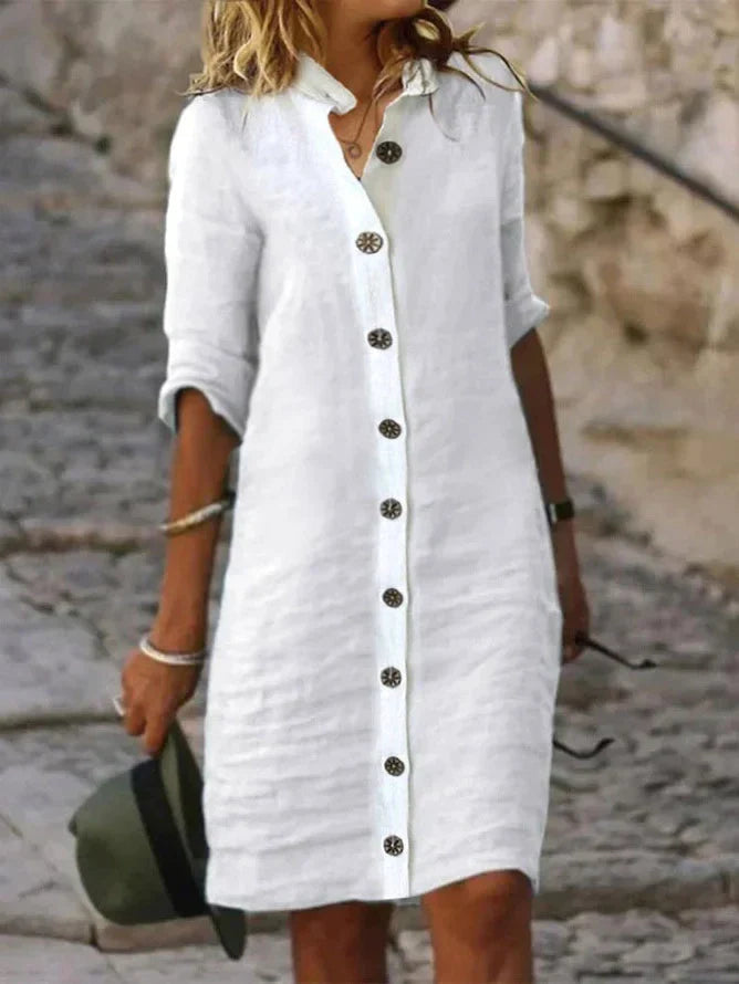 Zirah Cotton Linen Shirt Dress